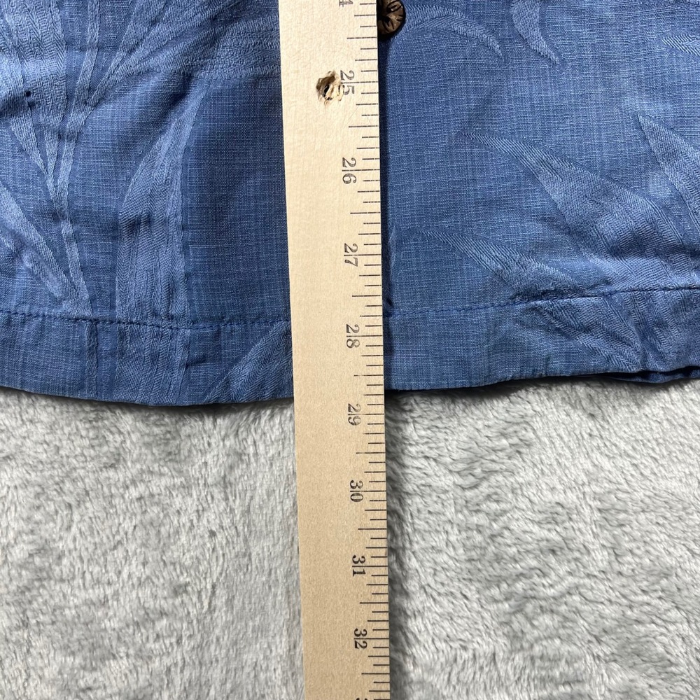Tommy Bahama Mens Blue Silk Jacquard Tropical Leaf Camp Shirt Medium RN 86549 - Picture 4 of 11